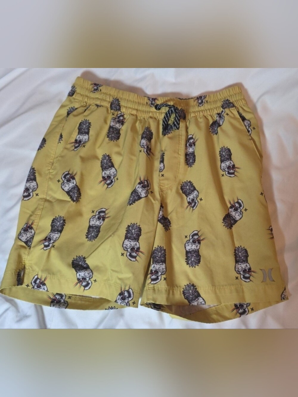 Hurley Yellow Graphic Hybrid Swim Shorts Small